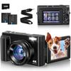 Zostuic 4K Digital Rotating Convenient for 16x Digital Image Large Compact School Beginner Includes Spare 32GB Memory Black Camera, 48MP, 180-Degree