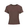 2025 Summer Kardashian Style Ribbed Short Sleeve Top - Solid Color & Sexy Round Neck