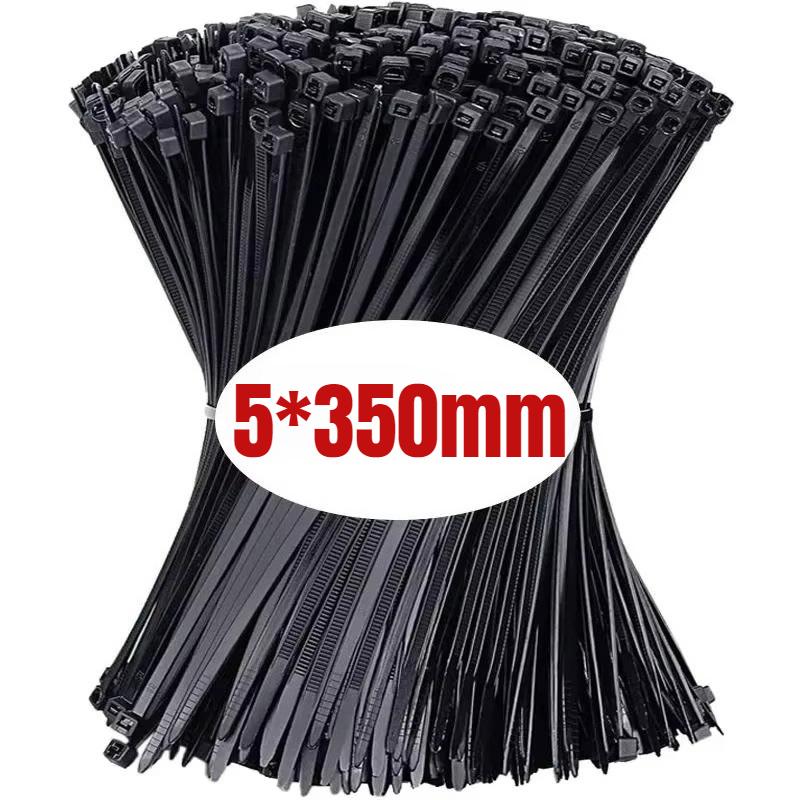 200/100PCS Black Cable Ties High Tensile Strength, UV Resistant, Self-Locking For Home & Office Cord Management