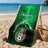 Custom Name Beach Towel Mexico Football Crest Microfiber Beach Towel, Lightweight for Summer Travel, Swimming Pool Fan Birthday Gift