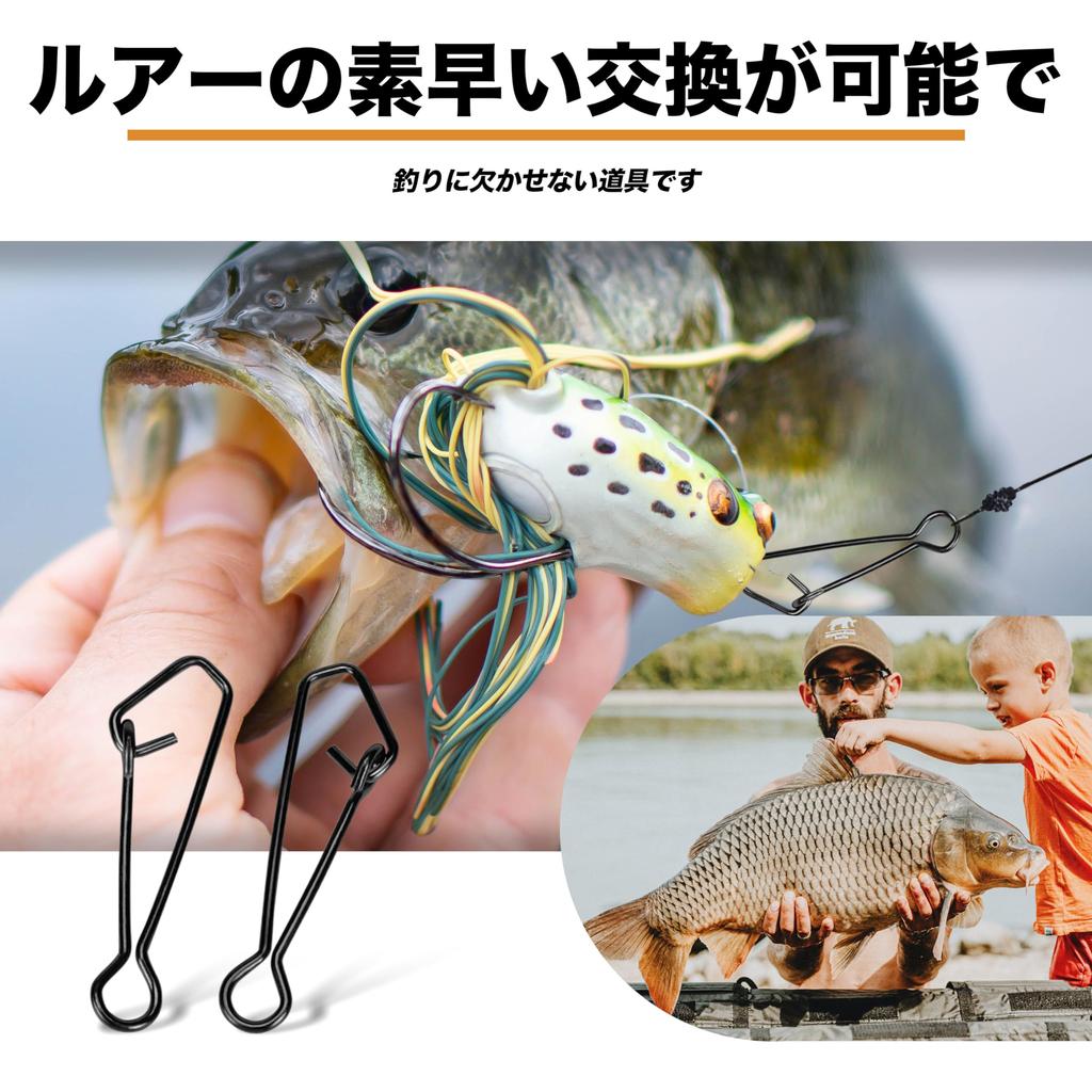 Piscorush Pescuit Agrafă Rapidă Inoxidabil Negru Valoare pentru Pescuit și Fir Potrivit pentru Pescuit Calmar, Albastru și Stavridă Set de 100 de Piese, Oțel,