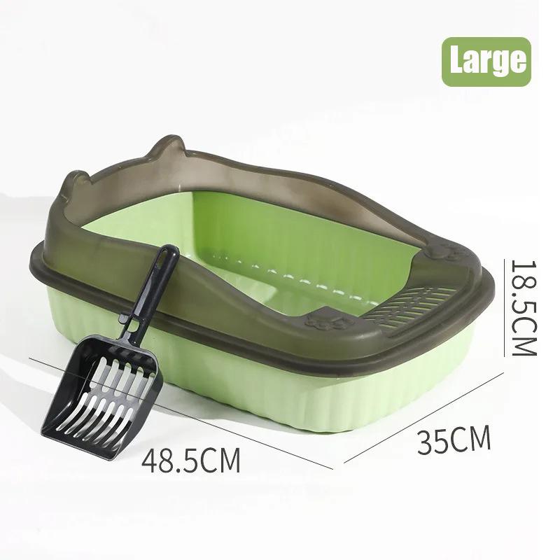 Cat Litter Box Thickening Kitty Sandbox Semi-enclosed High Side Splashproof Pet Bedpans with Litter Scoop Cleaning Cat Supplies