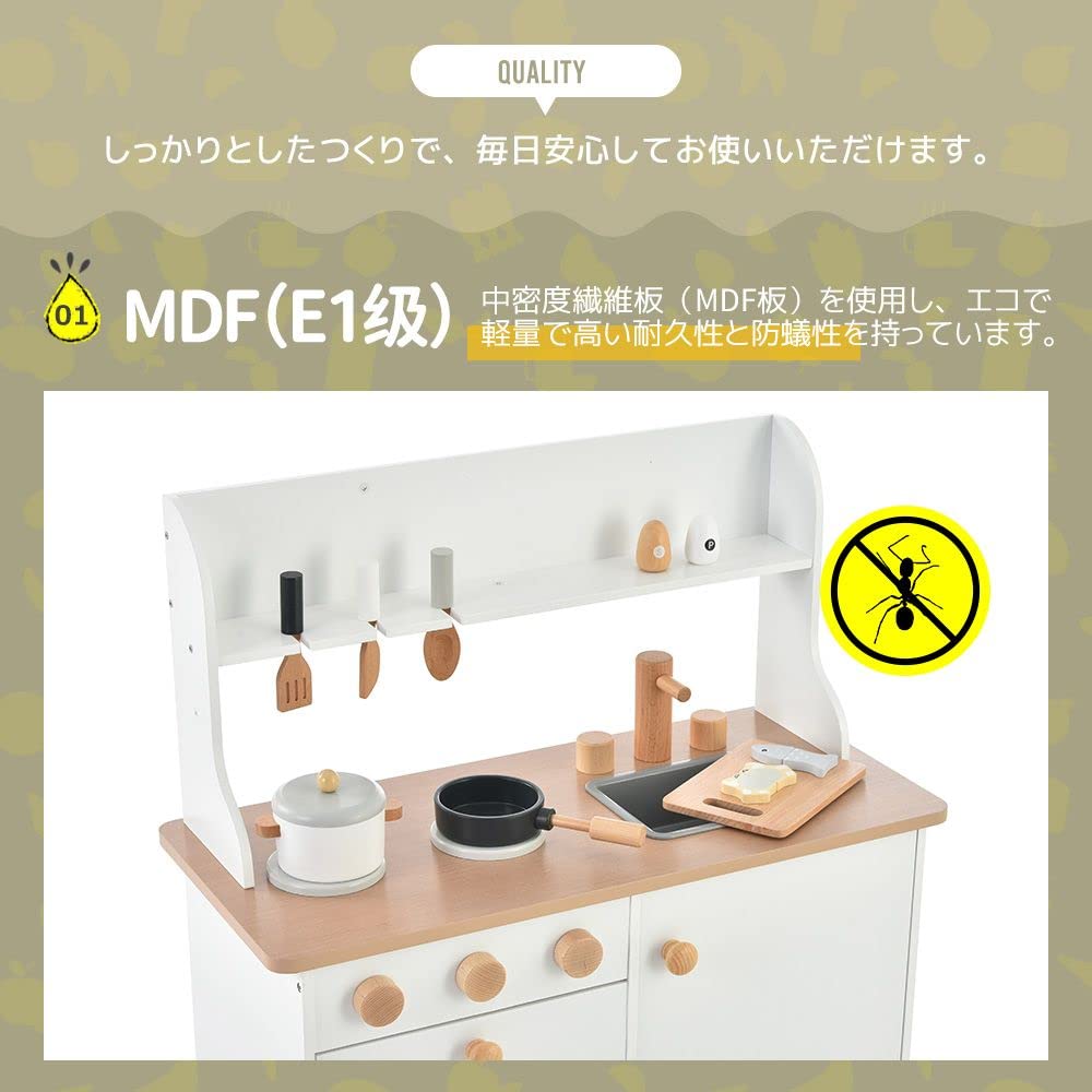 OSJ Play House Cooking Play Set Декоративный Мини Обучающий Рождественский День Рождения для Детей Кухня, Деревянный, Посуда, В комплекте, Полка, Кухня,