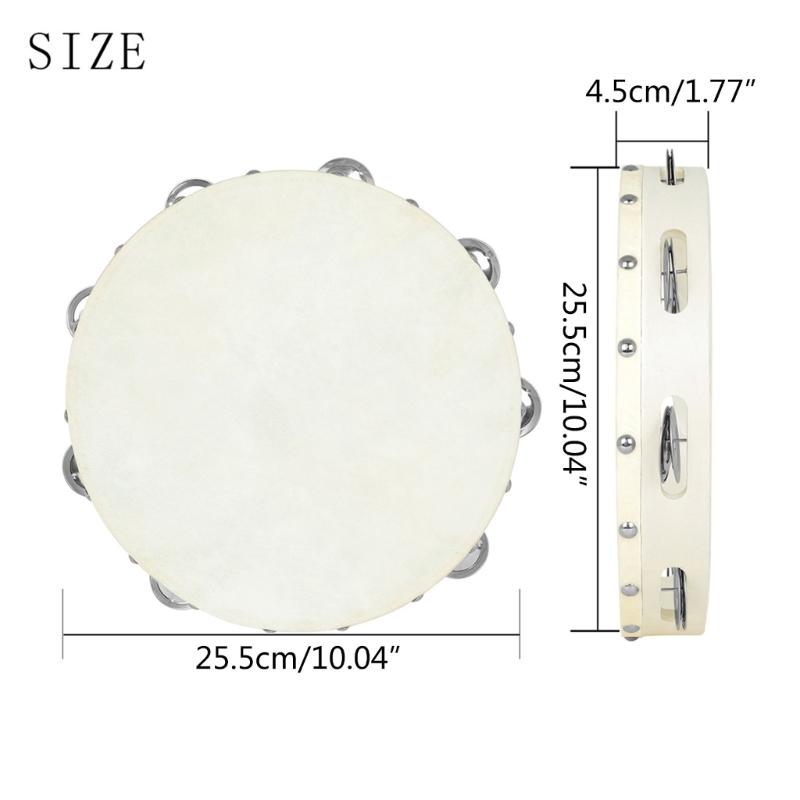 10in Interactive Wood Hand Drum Sheepskin Tambourine Percussion Instrument Toy for Kids Music Education Fun Instrument