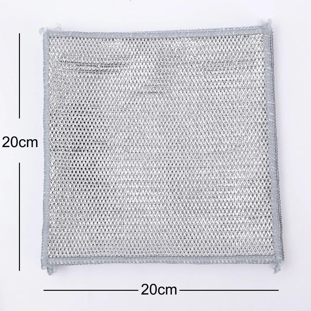 20cm Steel Wire Cleaning Cloth Single-layer Non -stick Oil Iron Dishrag Kitchen Pan Pot Dishes Cloths Rag Napery Dishcloth Rags