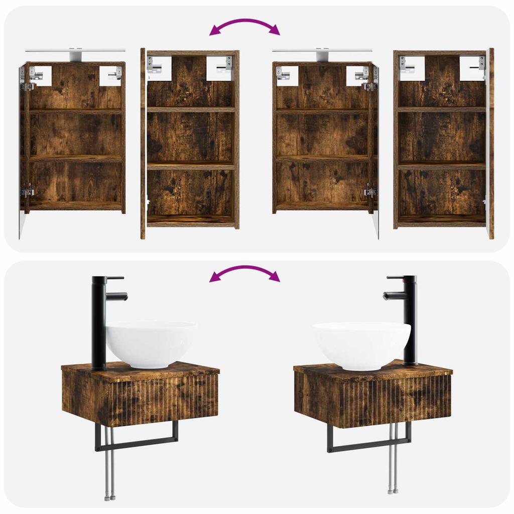 Bathroom Furniture Set 5 pcs Smoked Oak