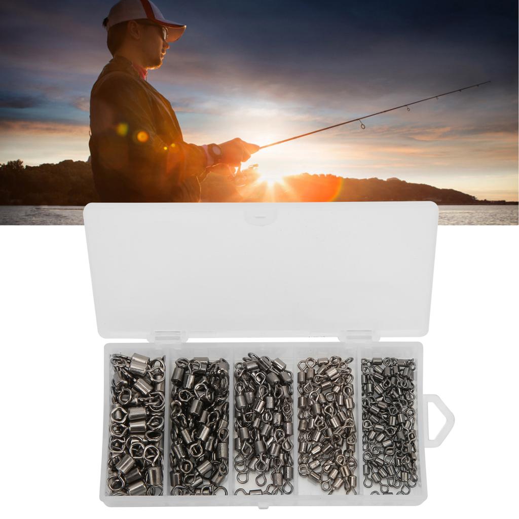 210Pcs/lot 8 Shape Fishing Swivels Bearing Solid Rings Rolling Metal Fishing Connector