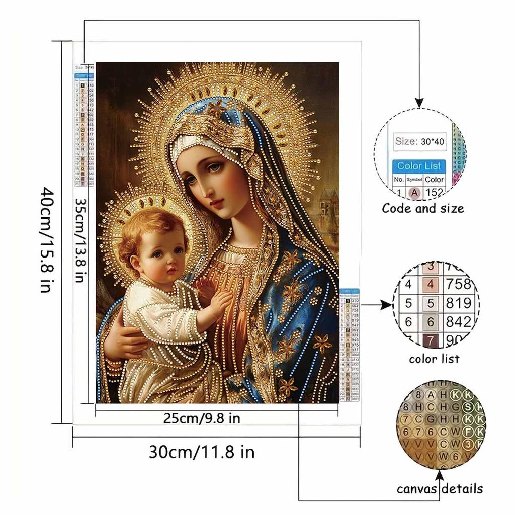 Diamond Painting Set  DIY 5D Full Diamond Religious Virgin Mary Crafts for Home Wall Decoration
