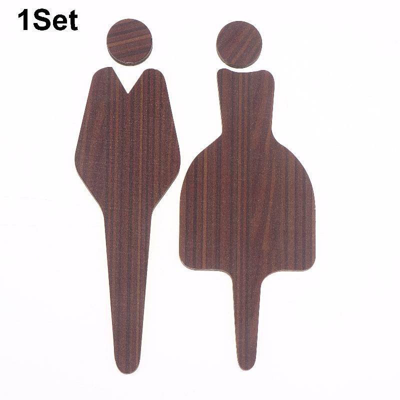 Bathroom Door Sign - Unisex Wooden Wall Decor With Male & Female Figures Frameless Design For Home & Office,Bathroom Decor