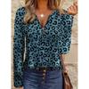 Elegant Casual and Comfortable Style Painting Leopard Print Element Printing Pattern Code Women's Clothing Round Neck Zipper Long Sleeve