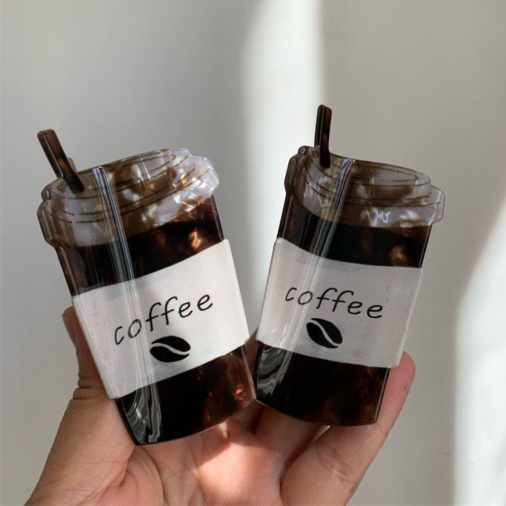 Sweet Funny Acrylic Hair Claw Cartoon Cute Coffee Cup Shaped Hair Clip Hairpin Headwear Shark Clip Hair Accessories