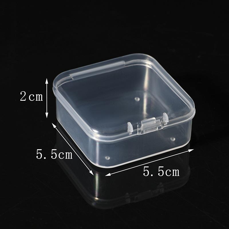 Boîte de rangement carrée en plastique transparent avec couvercle pour petites pièces, perles et bijoux.