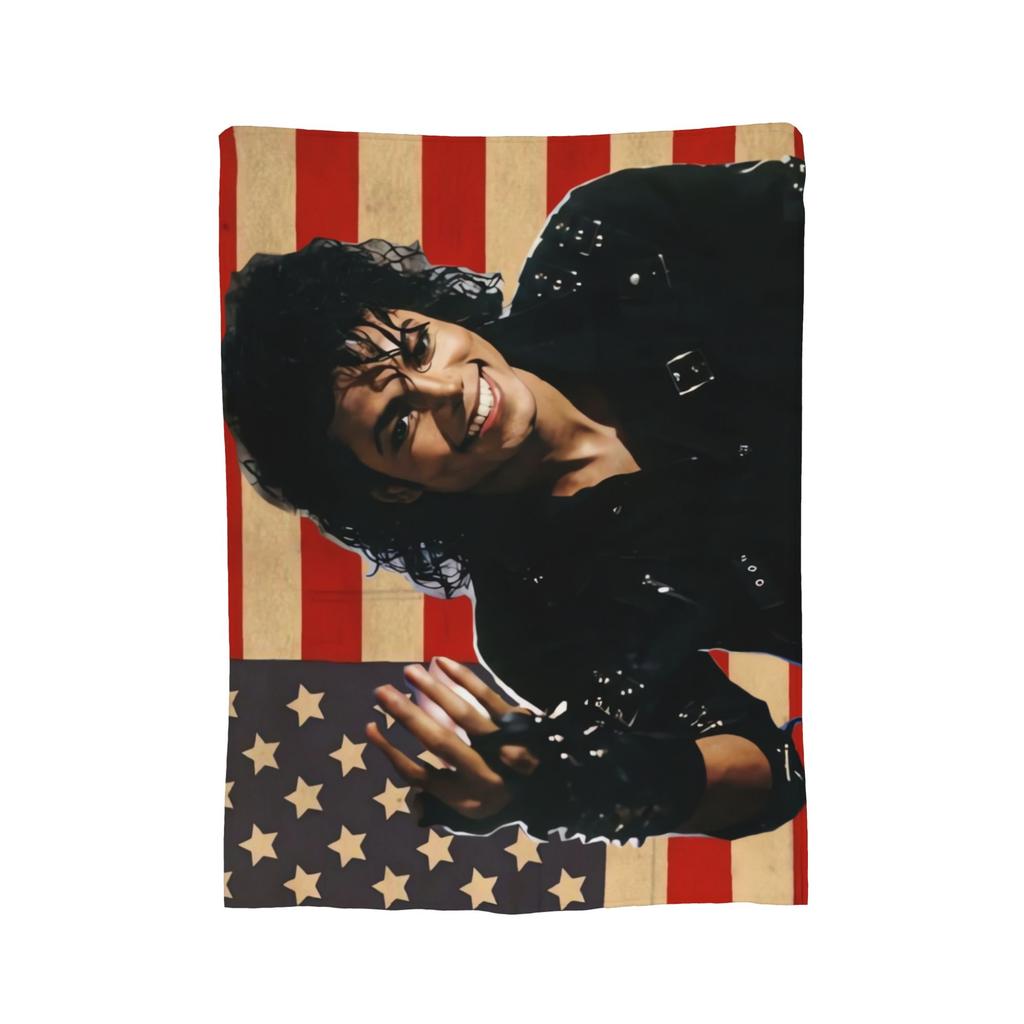 Patriotic Michael Jackson Flag Portrait Blanket Quality Soft Warm Throw Blanket Autumn Camping Bedroom Street Trend Bedspread