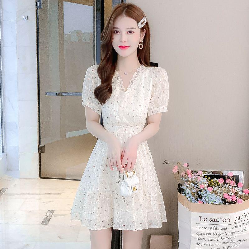 Abito Estivo 2025 Petite Chic Floreale Francese in Chiffon da Donna