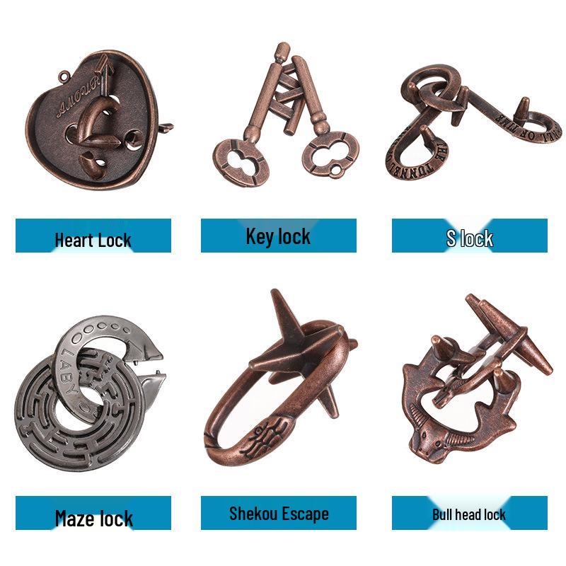 Kongming Lock Puzzle Set: Nine Interlocking Alloy Rings - Educational Disentanglement Toy