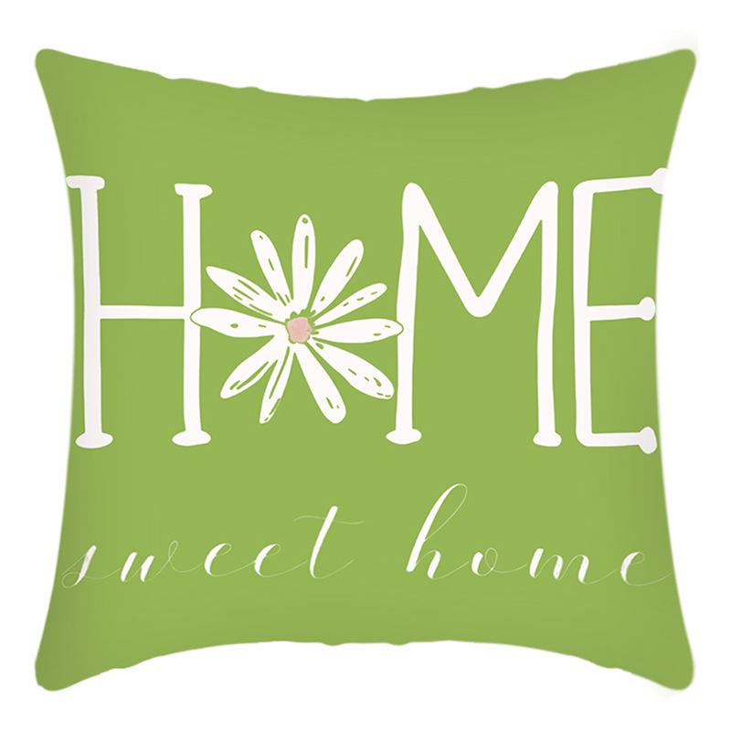 New Green Plant Pillowcase Green Daisy Letter Print Home Decoration Holiday Pillow Pillowcase