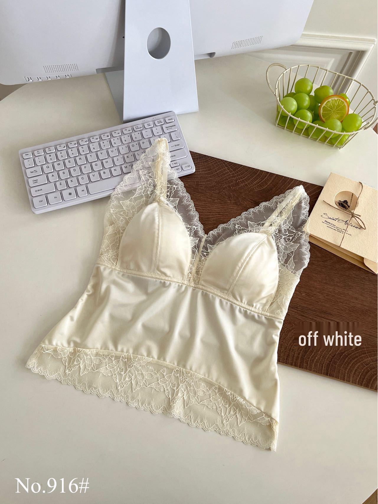 

Women s V-Neck French Lace Camisole: Push-Up, Supportive Cups, Beautiful Back Design, Breathable, Anti-Exposure Medium