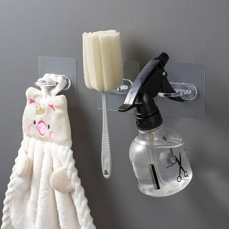 5-30pc Transparent Wall-Mounted Circular Hooks Multifunctional Storage Round Ring Hook Bathroom Home Hang Curtain Rod Bracket