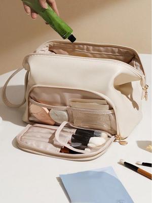 2024 Women’s Portable Large-Capacity Clear Cosmetic Bag with Dry-Wet Separation for Travel