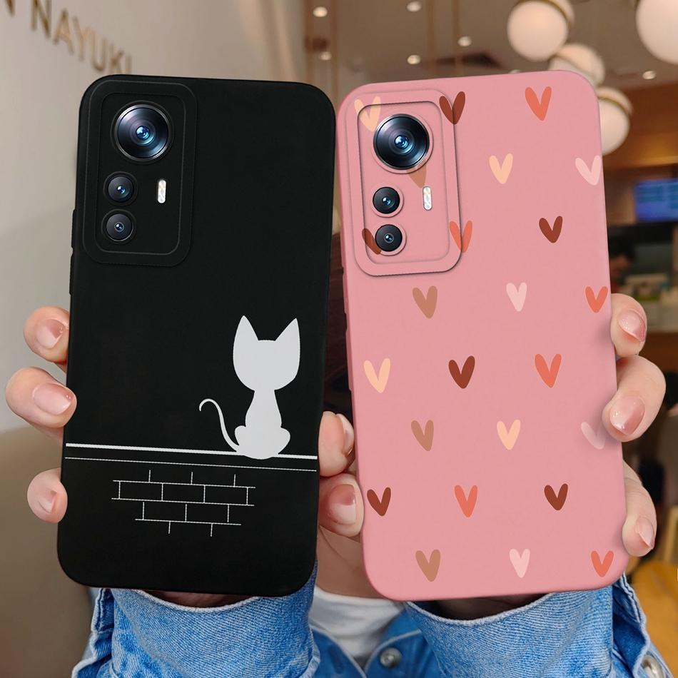 For Xiaomi 12 Pro Lite Ultra Phone Cases Butterfly Cat Heart Liquid Silicone Camera Protection Shell Cover For Xiaomi12 Bumper