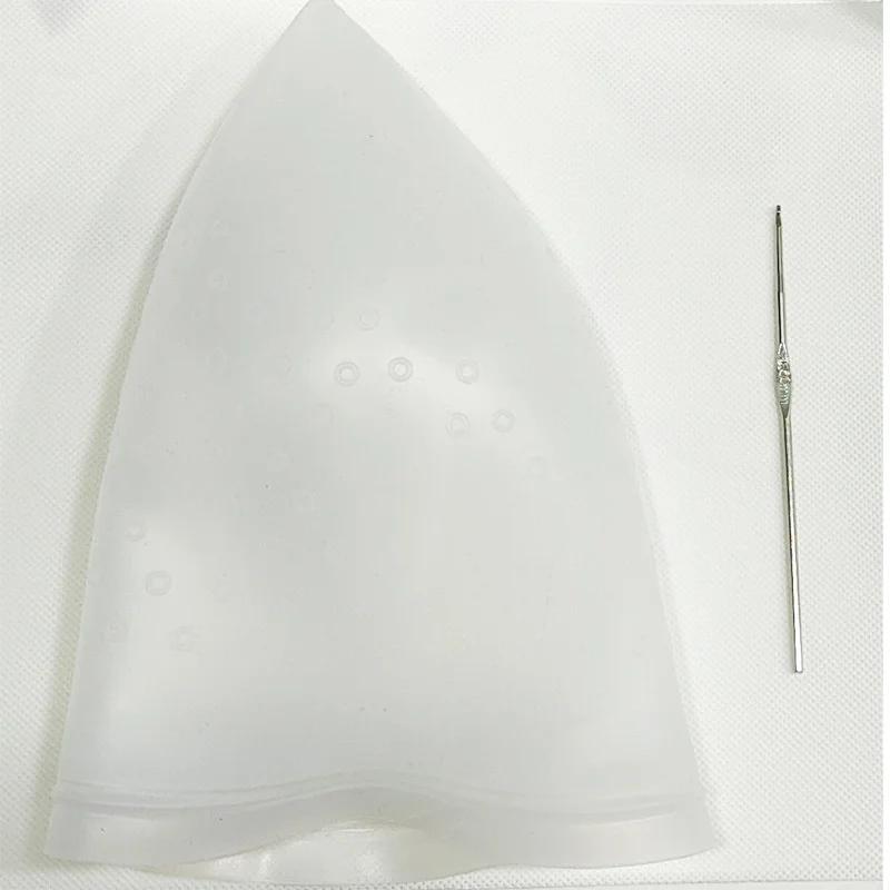 BEPAN Reusable Hair Colouring Highlighting Dye Caps With Hooks Silicone Hair Dyeing Cap Hook Needle DIY Frosting Dyeing Styling Tools