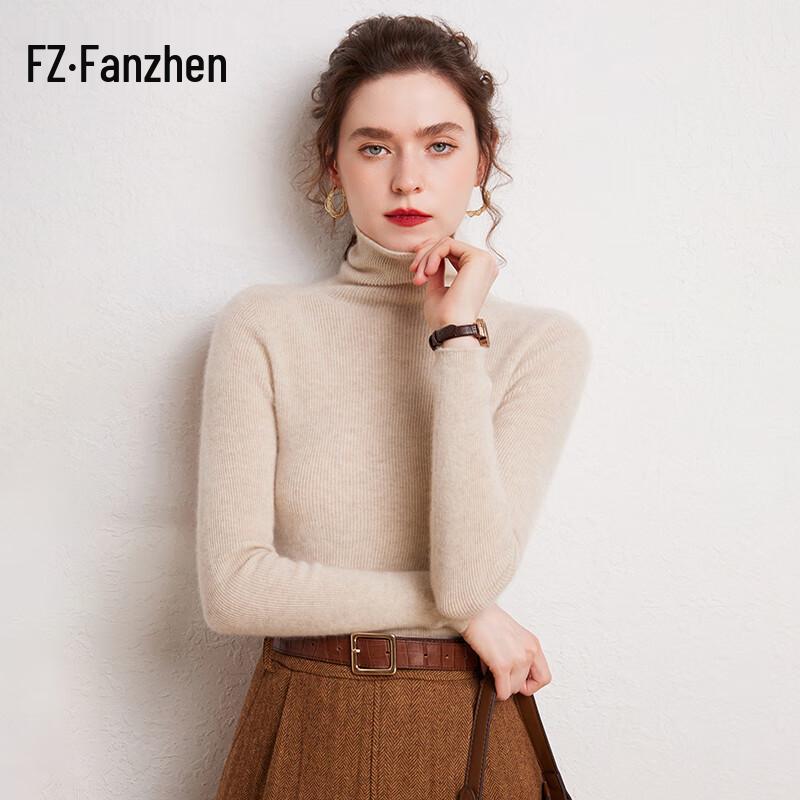 Fanzhen Women's 100% Cashmere Cowl Neck Sweater