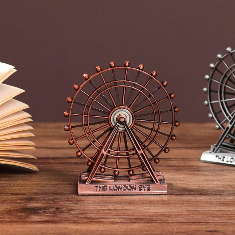 Metal Art Figurine Retro Ferris Wheel Model Desktop Accessories London Eye Ornament  Party