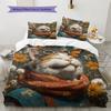 Tabby Cat  Pattern Bedding Quilt Set Quilt Cover Pillowcase Home Decoration  Gift (1 * Duvet Cover + 2 * Pillowcase, Without Core)