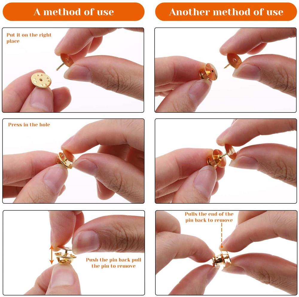 84pcs Metal Pin Backs Replacement Flat Round Pin Keepers Safety Clasp For Brooch Tie Tack Hat Badges Lapel Pins Jewelry Making