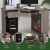 L-Shaped Corner Computer Desk W/ 2 Shelves Wide Worktop Keyboard Tray Drawer & CPU Stand Home Office Study Bedroom Furniture Grey