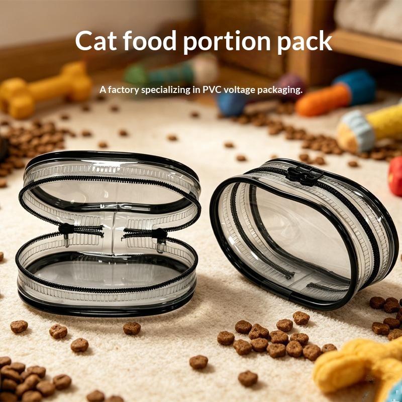 Portable Cat Food Feeding Bag With Transparent Body Compact Size For Outdoor Travel Hiking Camping With Cats
