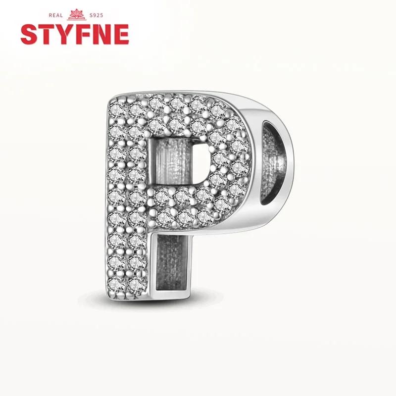 Kupfer 26 Buchstaben Glänzend Zirkon Alphabet Anhänger Perle Passend Original Armband DIY Feiner Schmuck Geschenk Für Frauen Machen
