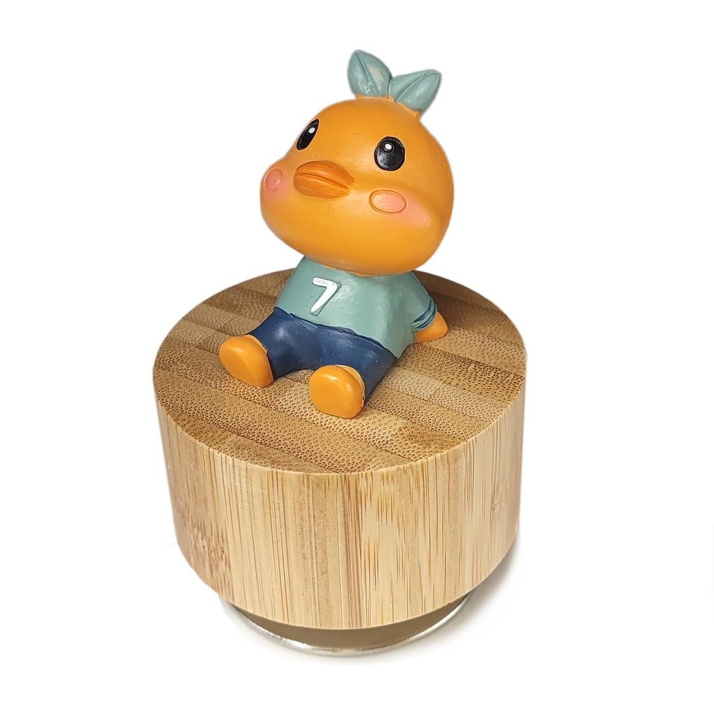 Gesprochene Mini-Holztier-Dreh-Spieluhr mit süßer Küken-Dekoration Du bist mein Orange und Beige (Stimme Sonnenschein),