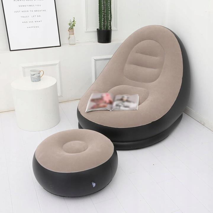 Inflatable Armchair with Footrest, Garden Beach Lounger