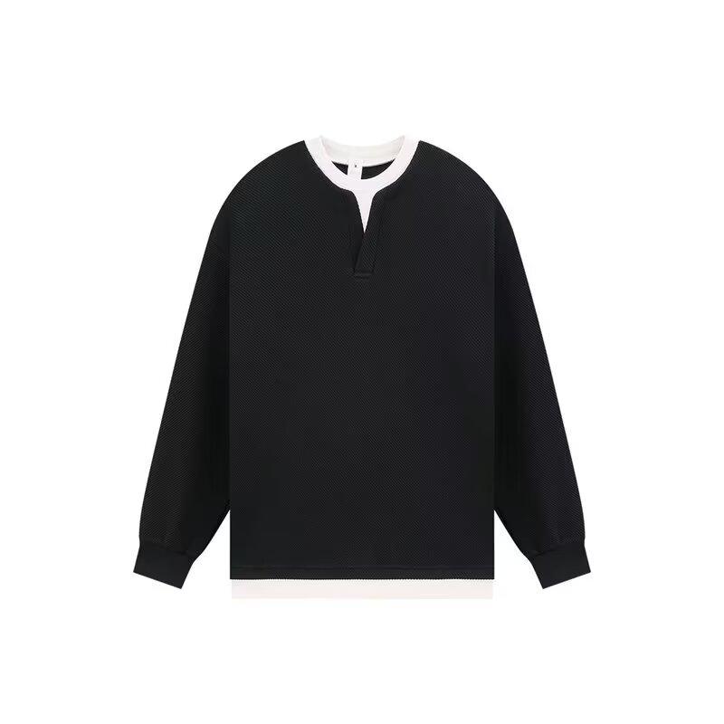 Vår 2024 Herregenser Patchwork Assorterte farger Hudvennlig stoff Mote Allsidig topp Casual Langermet Undertrøye