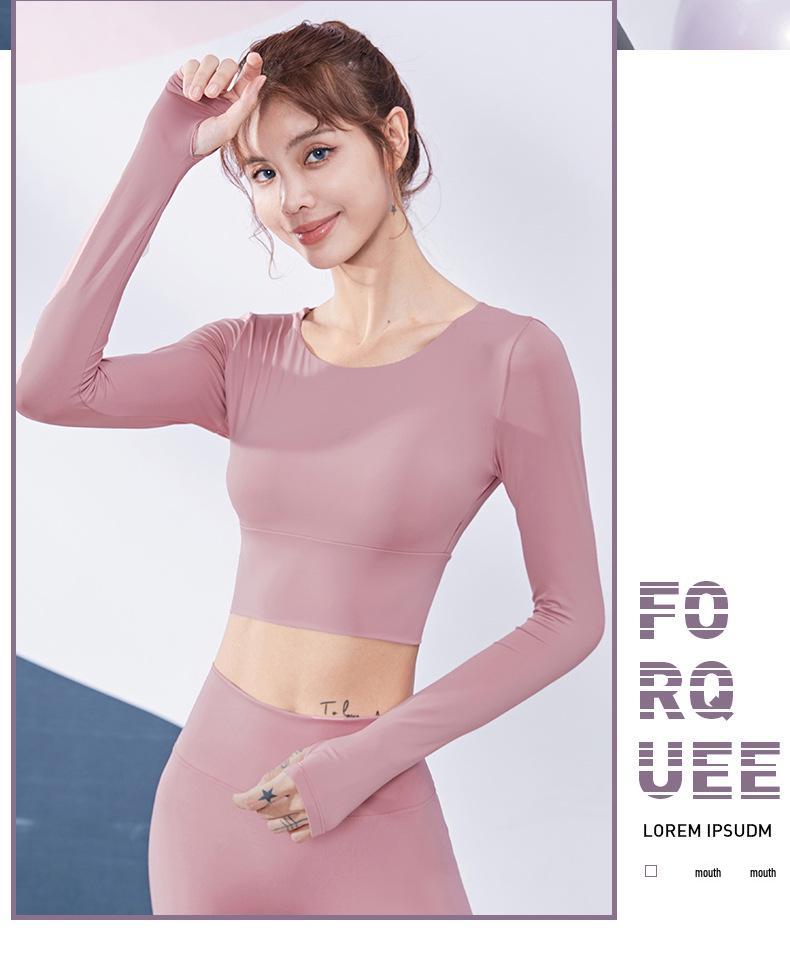 Women's Yoga Back Strap Bra Crop Top & Long Sleeve T-Shirt - Stretchy, Quick-Drying Fitness Wear