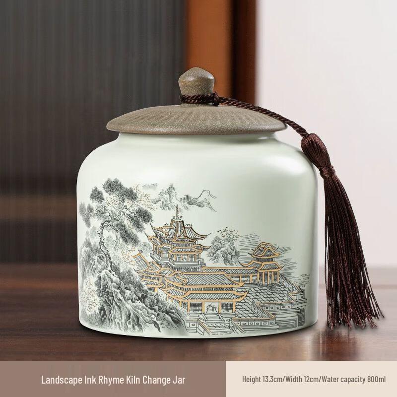 

Винтажная керамическая банка для хранения чая