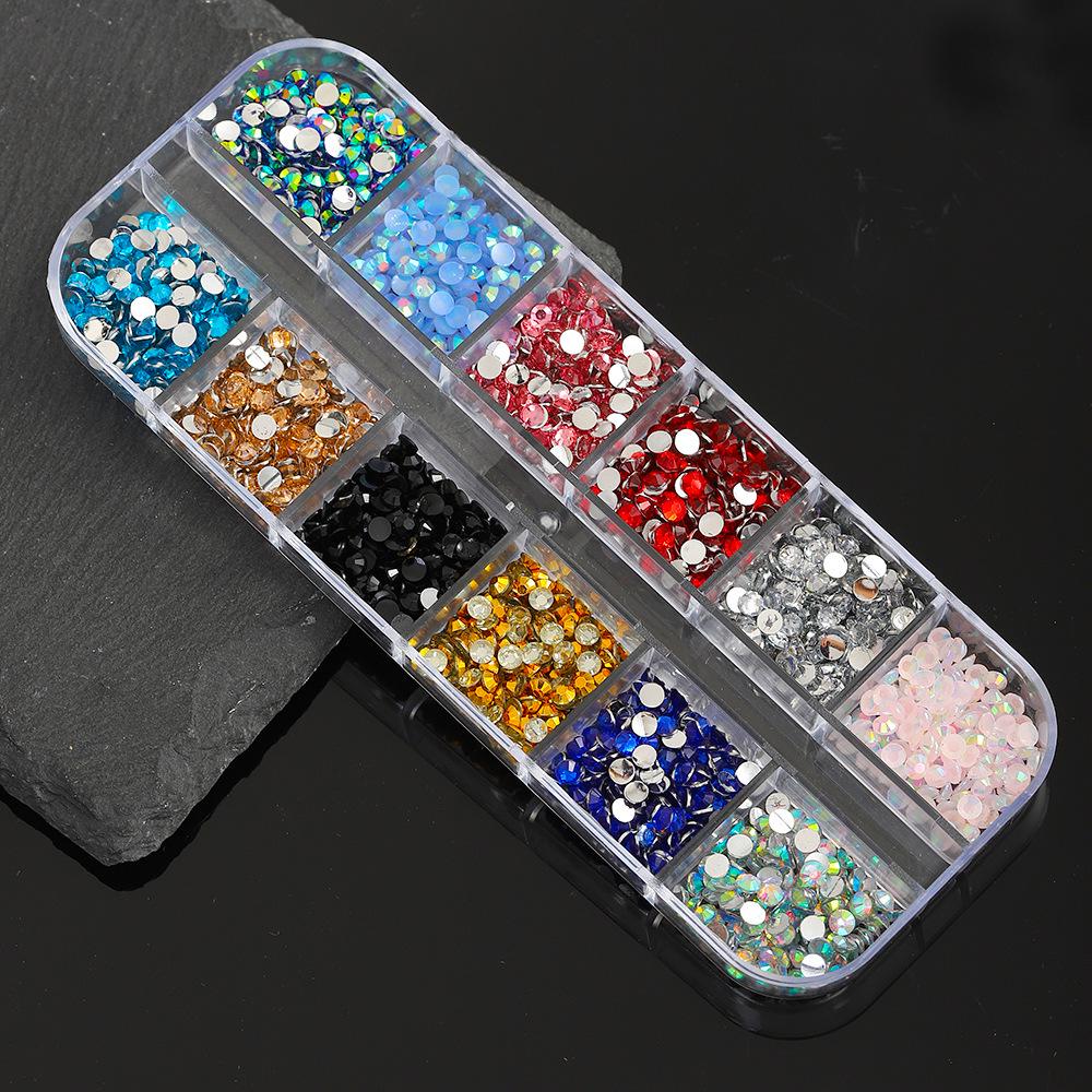 

Nail Art Rhinestones: 12 Grids AB White & Dark Red Flatback Mix