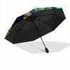 1 Stück Pfauenfeder Mandala Automatisches Öffnen, Stabiler Eisenrahmen, Kompaktes FaltDesign, Ganzjahres-Tragbarer Regenschirm für Damen & Herren, Outdoor