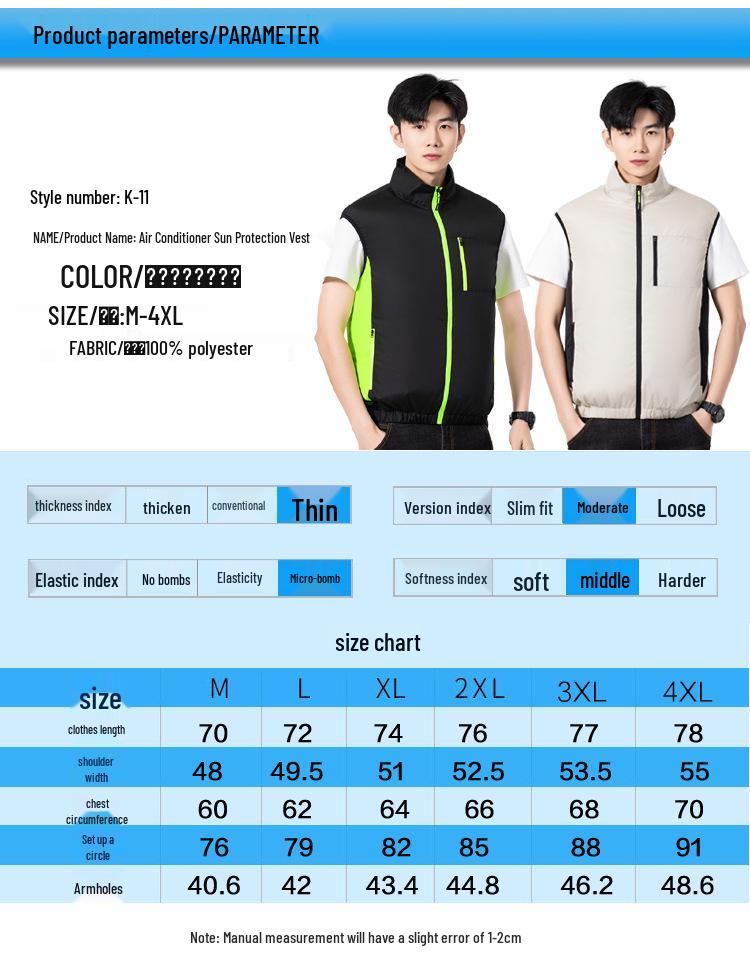 Kühlweste Ärmellos Klimaanzug für Sommer Outdoor-Arbeit und Angeln – Hitzschlagprävention