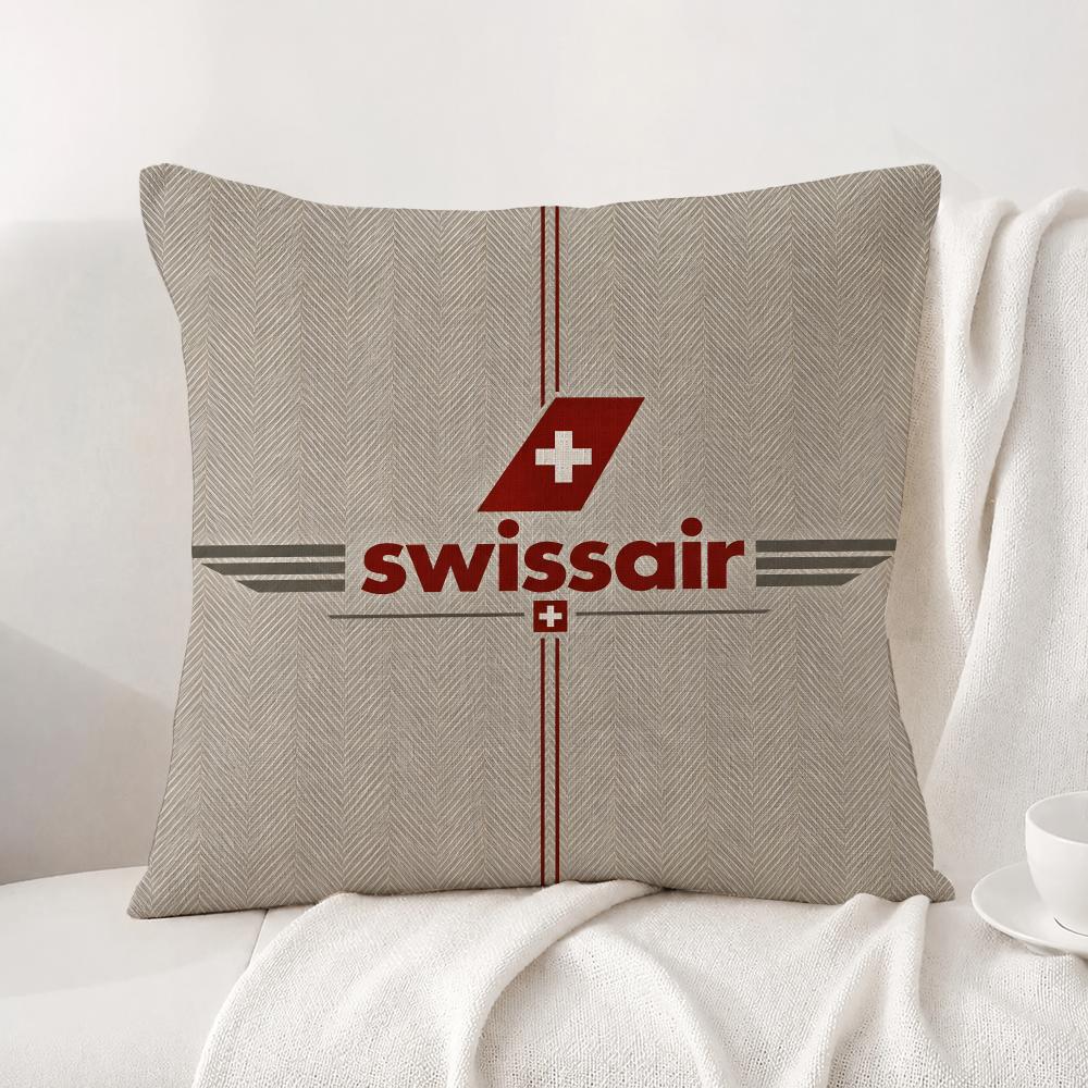 Marke Swissair Kissenbezug Natürlicher Leinen-Kissenbezug-Set All-in-One Dekor Kissenbezug für Sofa Schlafzimmer Stuhl