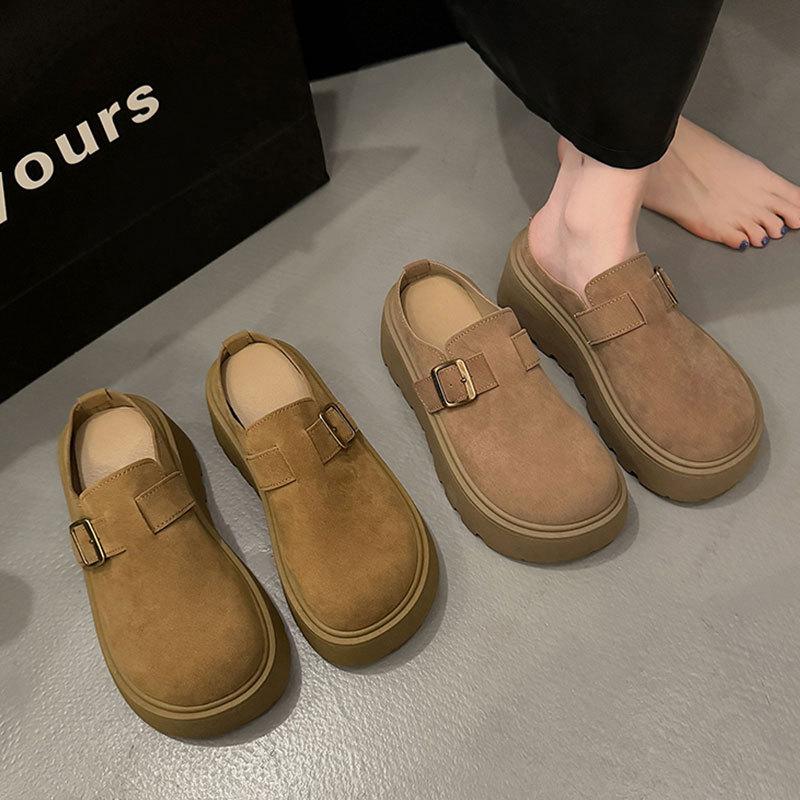 Kleine Boken Tasche Kopf Halbschuhe Damenbekleidung 2025 neu Frühling und Herbst Muffin dicke Sohle Erhöhung Birken Schuhe Damen