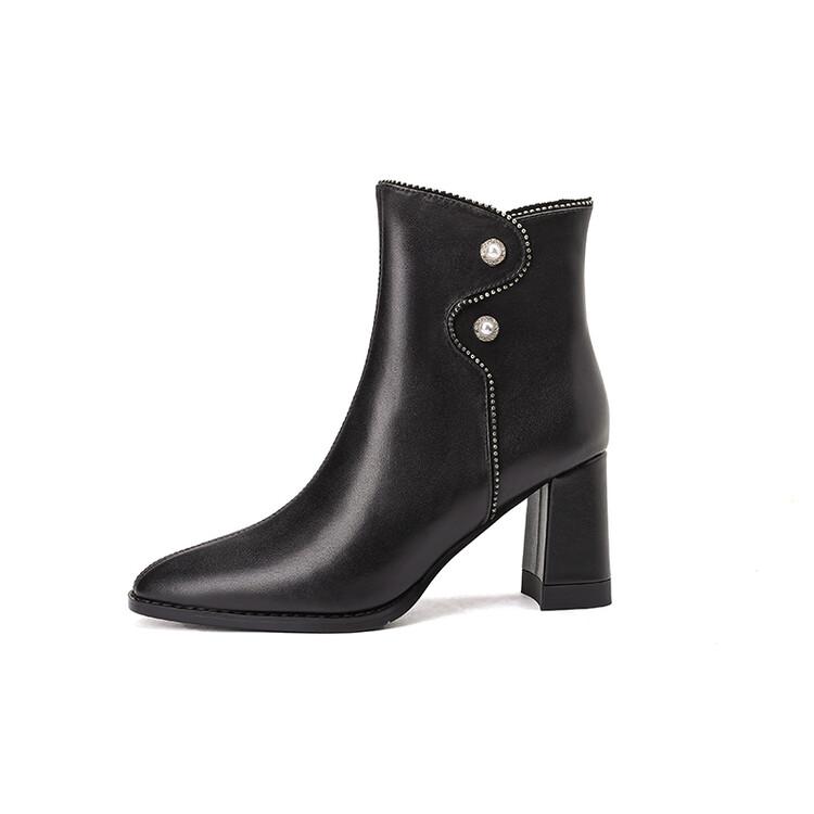 

Мода НОВЫЕ Осенние Женские Ботинки Острый Носок Массивный Каблук Ботинки Натуральная Кожа Обувь для Женщин Элегантные Короткие Ботинки Высокий Каблук ботильоны женские 35