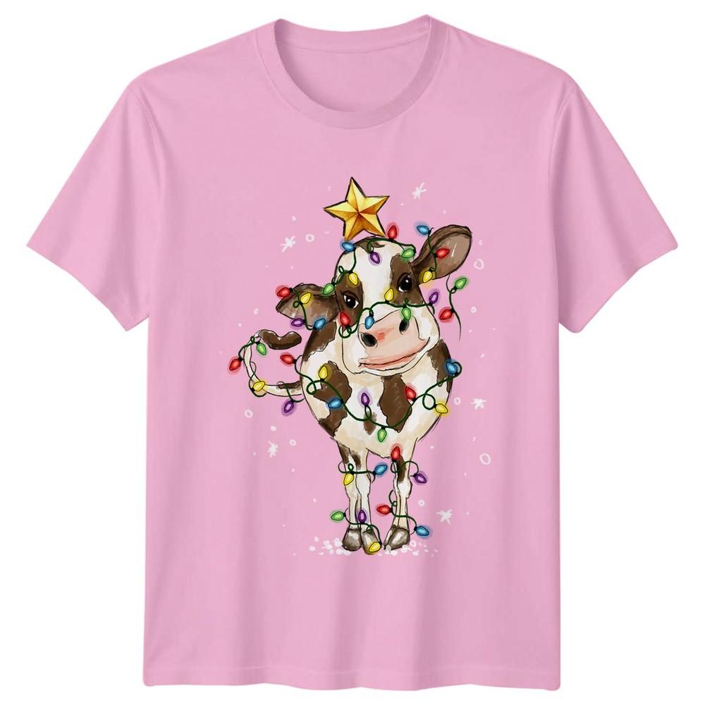 Cow Christmas Lights Holidays Unisexs T Shirt Unisexs Graphic Tee