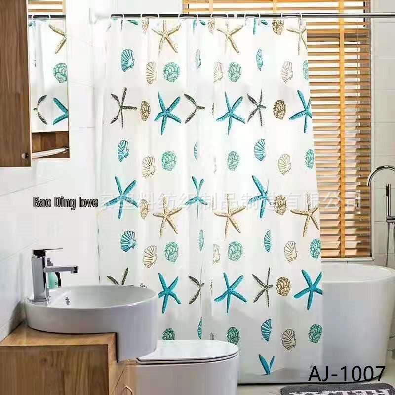 PE Waterproof Shower Curtain - Printed Semi-transparent Mildew-proof Bathroom Divider