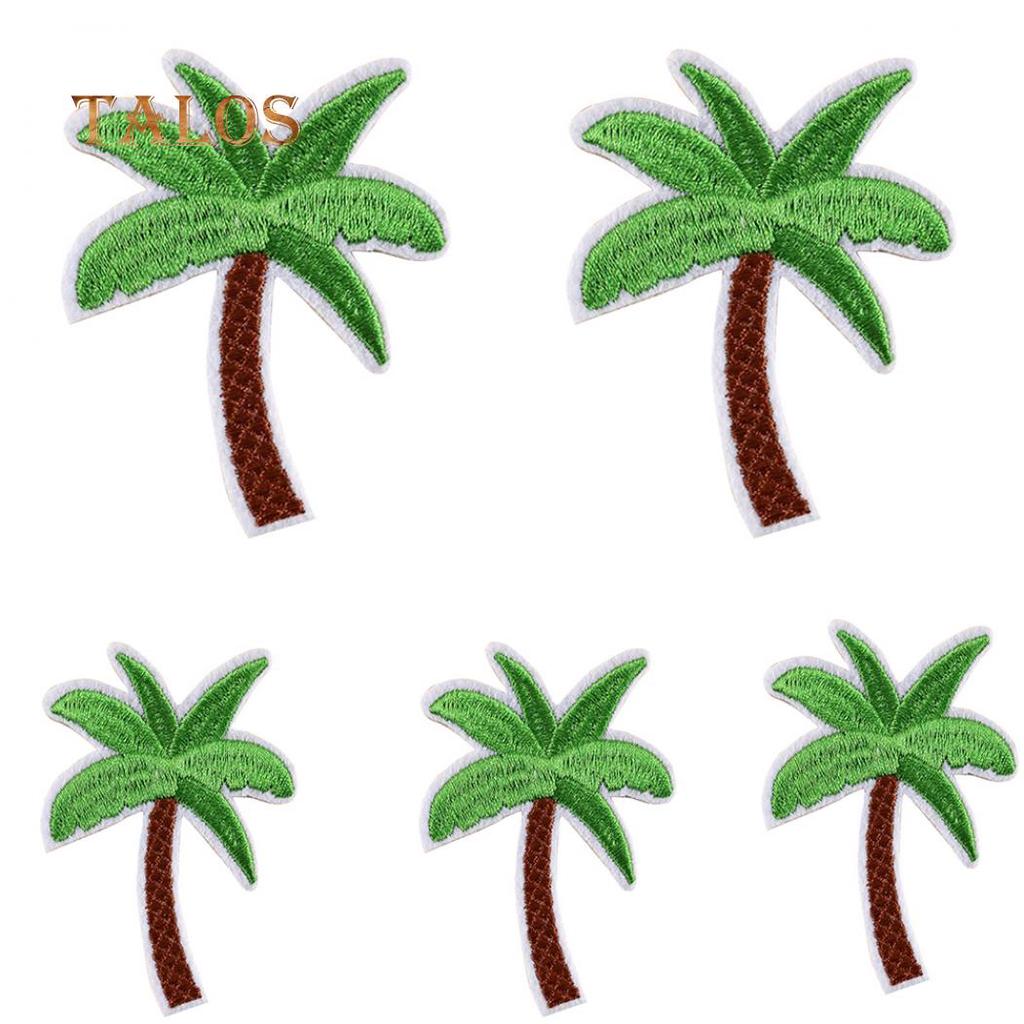 5Pcs Coconut Palm Tree Embroidered Patch Iron on Patch DIY Sewing Applique Portable travel Csaul