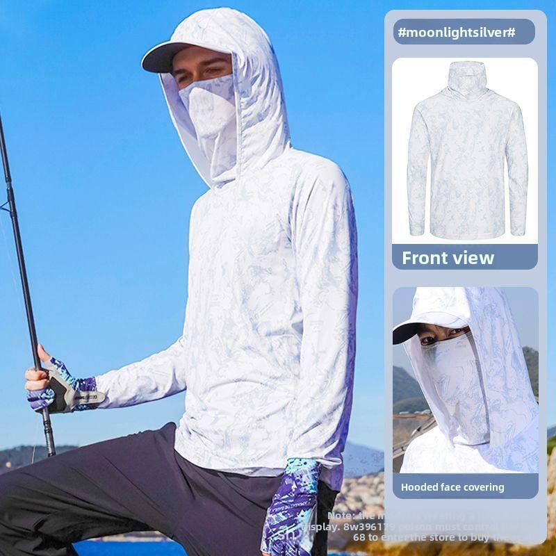 Men s Summer Fishing UV Protection Shirt Full Face Cover Sun Protection Skin Coat Breathable Thin Fishing Top M