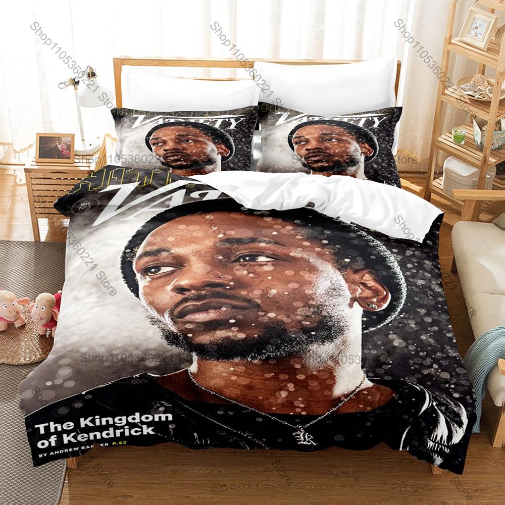 Cool Kendrick Lamar Jazz Funk West Coast Hip Hop Retro Street Culture Themed 3PCS Bedding 1 Duvet Cover + 2 Pillowcases All Seas