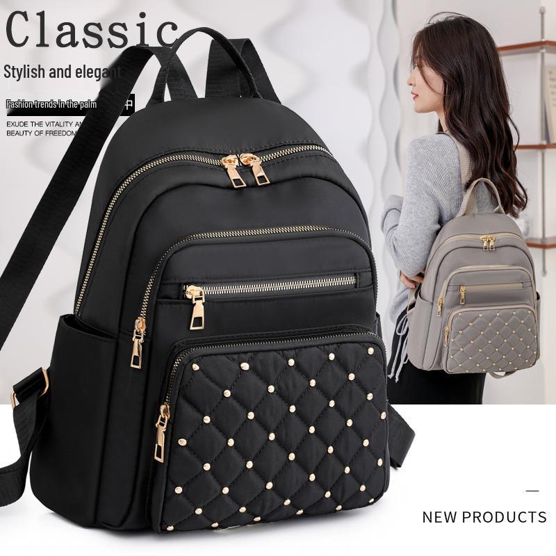 Korean Style Women's Large Capacity Diamond Pattern Backpack