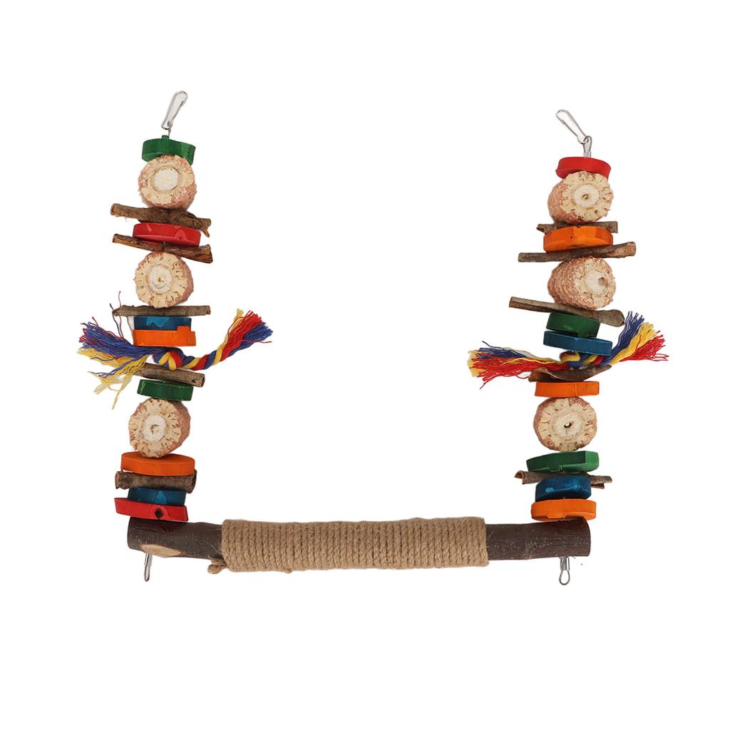 Bird Swing Toy Colorful Beak Grinding Parrot Chewing Perch Toy with Metal Hooks for Lovebird